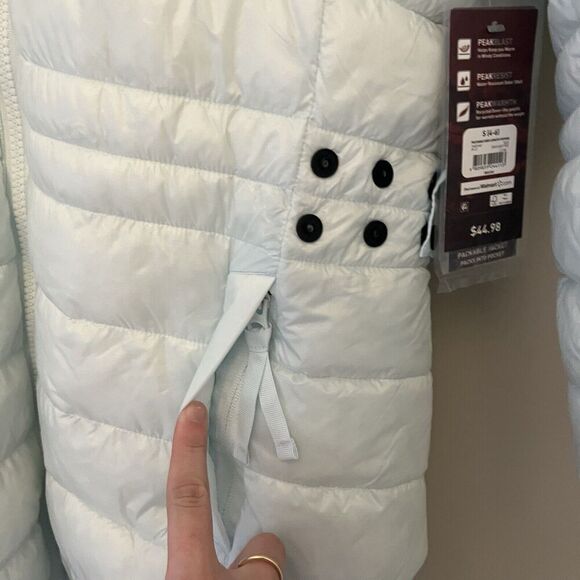 Swiss Tech Baby Blue Puffer Coat Jacket Small 4-6 Womens Packable Mid-Length - Picture 11 of 15